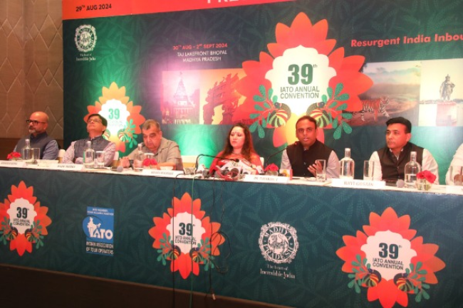39th Annual Convention of the Indian Association of Tour Operators at Taj Lakefront in Bhopal, featuring over 1200 tourism industry representatives and promoting Madhya Pradesh as a clean, green, and safe destination.