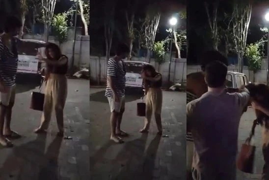 ग्रेटर नोएडा के ओमेक्स पाम ग्रीन सोसाइटी में मारपीट की घटना का वायरल वीडियो।