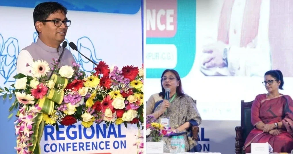 रायपुर में गुड गवर्नेंस सम्मेलन के उद्घाटन में छत्तीसगढ़ के वित्त मंत्री ओपी चौधरी संबोधित करते हुए।