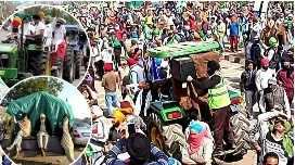 Kisan Andolan Traiktar March: Farmers stand with tractors on Shambhu-Khanauri border, will take out march across the country except Punjab