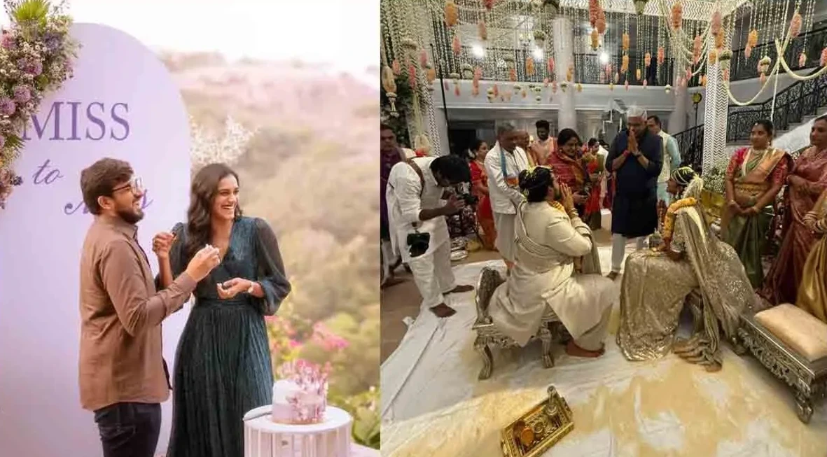 पीवी सिंधु और वेंकट दत्त साई की शादी की तस्वीर, राजस्थान के उदयपुर में हिन्दू रीति रिवाज से शादी, गजेंद्र सिंह शेखावत और अन्य दिग्गजों की मौजूदगी।