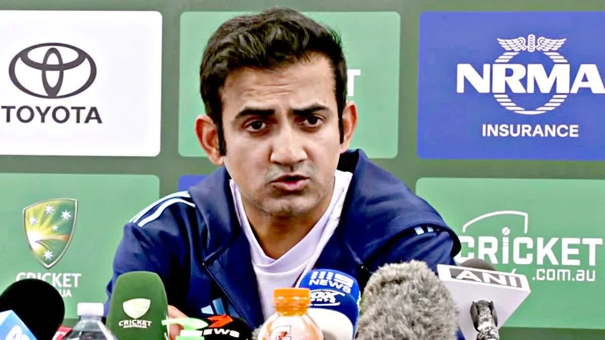 Indian cricket coach Gautam Gambhir addressing the media after the Border-Gavaskar Trophy defeat.