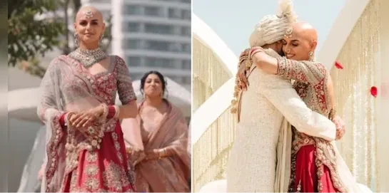 नीहर सचदेवा की शादी की तस्वीर जहां उन्होंने गंजे सिर को गौरव से प्रदर्शित किया।