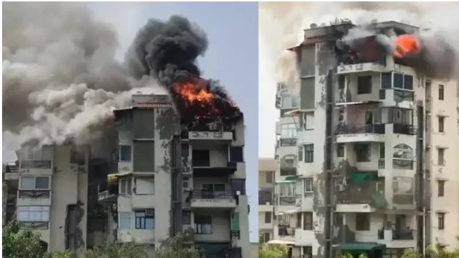 Delhi Dwarka Fire: Fire in a multi-story building, father and 2 children died after jumping from the 9th floor