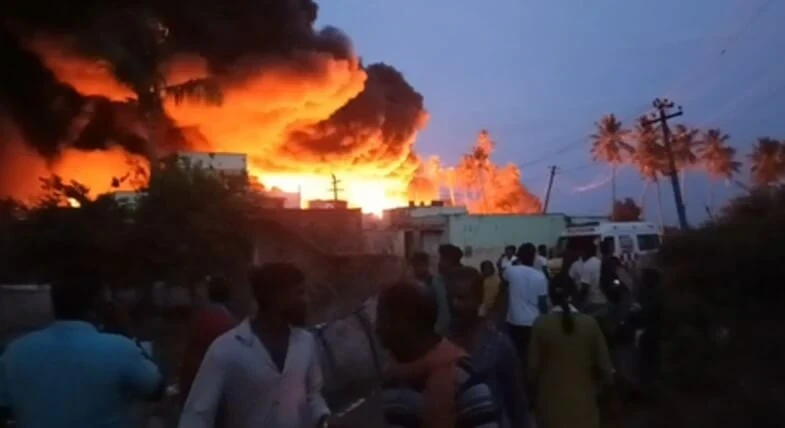 Tiruvallur goods train catches fire