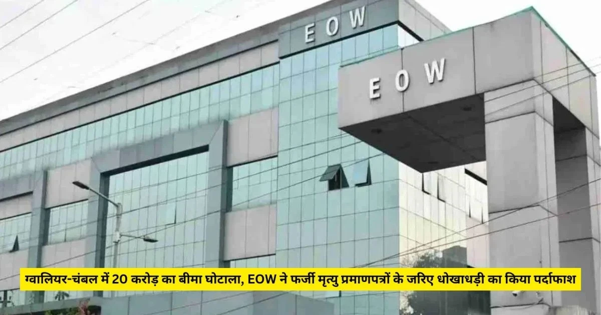 MP News: ग्वालियर-चंबल में 20 करोड़ का बीमा घोटाला, EOW ने फर्जी मृत्यु प्रमाणपत्रों के जरिए धोखाधड़ी का किया पर्दाफाश MP News: ग्वालियर-चंबल में 20 करोड़ का बीमा घोटाला, EOW ने फर्जी मृत्यु प्रमाणपत्रों के जरिए धोखाधड़ी का किया पर्दाफाश