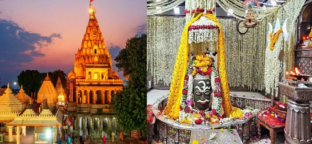 महाकाल मंदिर में पंचामृत अभिषेक और रुद्राक्ष माला से सजा शिवलिंग