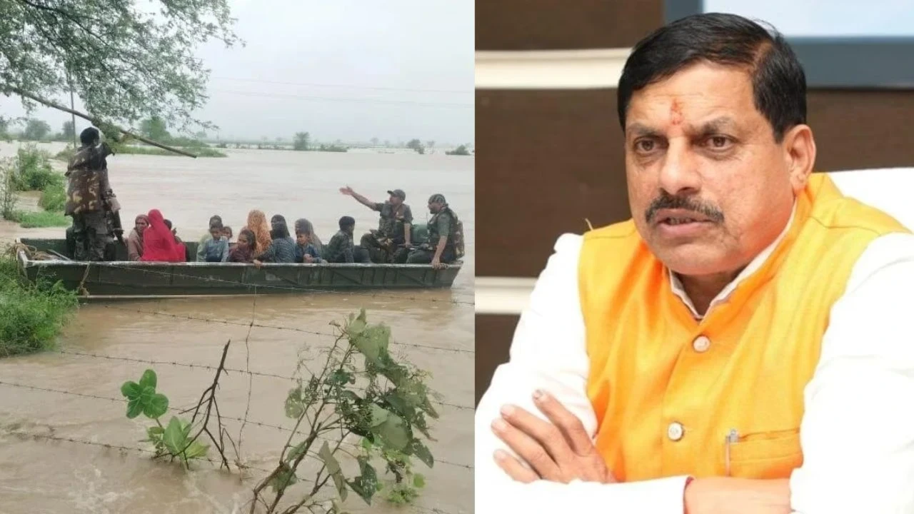 CM मोहन यादव द्वारा मध्य प्रदेश में बाढ़ राहत कार्यों की समीक्षा करते हुए।