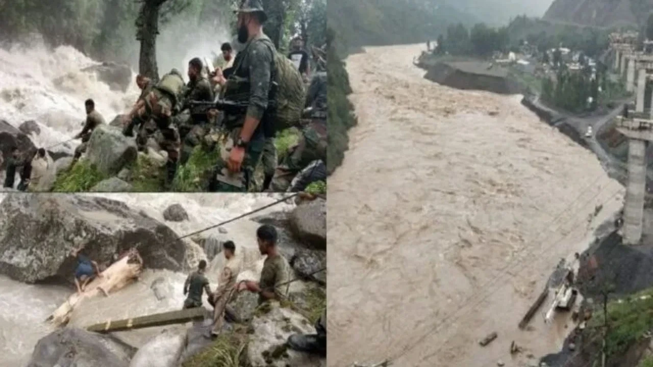 किश्तवाड़ के चशोती गांव में बादल फटने से हुई तबाही का दृश्य।