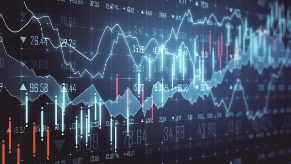 मुंबई शेयर बाजार में सेंसेक्स और निफ्टी के प्रदर्शन को दर्शाता ग्राफ।