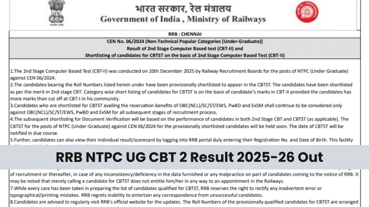 RRB NTPC UG Result