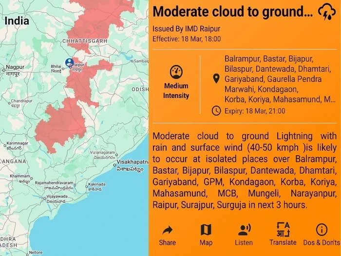 Rain Orange Alert in CG