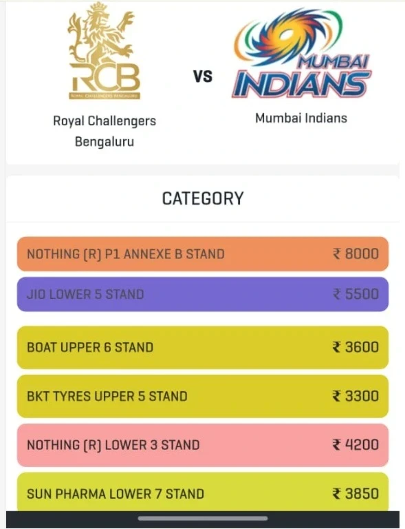 RCB vs MI IPL Match Raipur