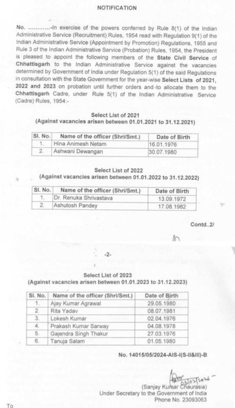IAS Promotion : 11 राज्य प्रशासनिक सेवा अधिकारियों को IAS में प्रमोशन, DOPT ने जारी किया नोटिफिकेशन... 2 news description image 1738580899