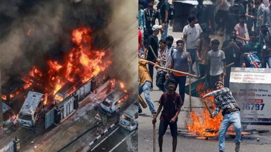 Violent protests in Bangladesh over job quota system; 105+ dead. Government imposes curfew and military presence. Indian Foreign Ministry ensures safety of Indian nationals.