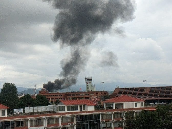 Saurya Airlines flight crashes during takeoff at Tribhuvan International Airport, Kathmandu, with 19 people on board, rescue operations underway